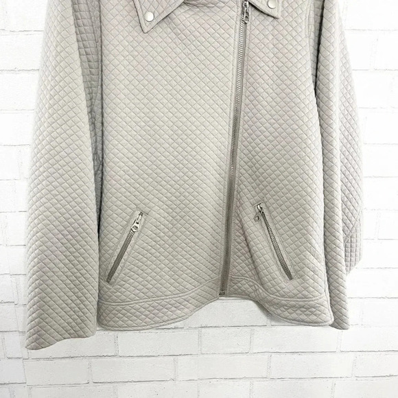 Torrid Light Gray Quilted Zip Front Moto Jacket Coat Women's Plus Size 5X - Picture 5 of 8